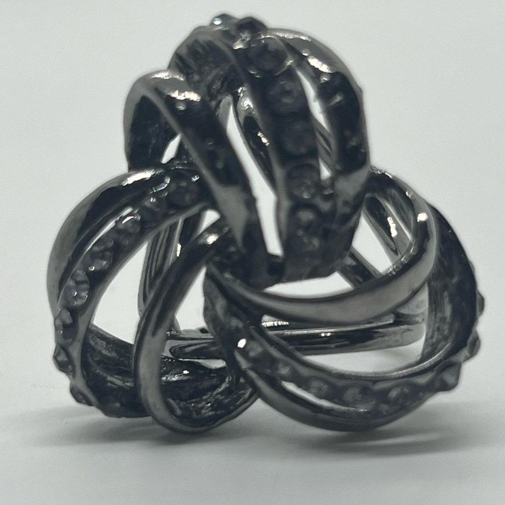 Silver Rhinestone Scarf Ring - image 5